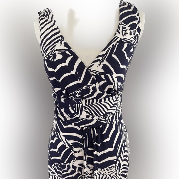 Lilly Pulitzer Blue White Animal Print Zebra Jersey Knit Maxi Dress Sz S - Picture 2 of 5